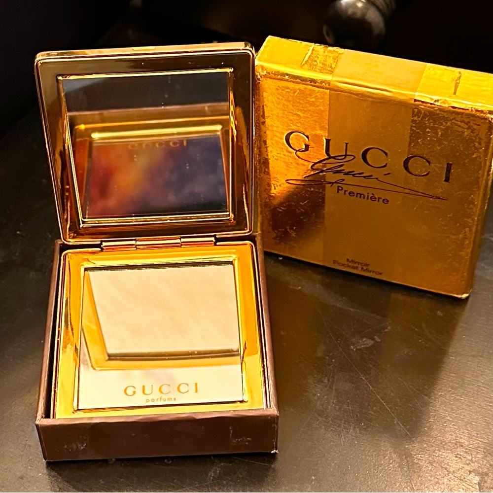 GUCCI PREMIERE GOLD COMPACT POCKET MIRROR IN BOX